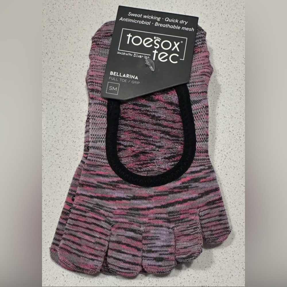 TOESOX TEC NWT Size S‎ (6-8) Ballerina Tec Full Toe Pilates Yoga Grip Socks ~NEW